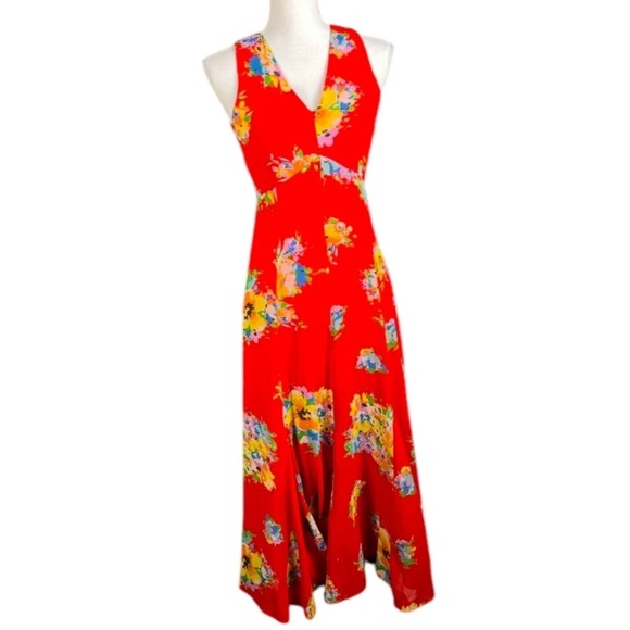 Lauren Ralph Lauren Dress Womens 0 Black Label Floral Formal Beach Boho Vacation - Picture 5 of 8